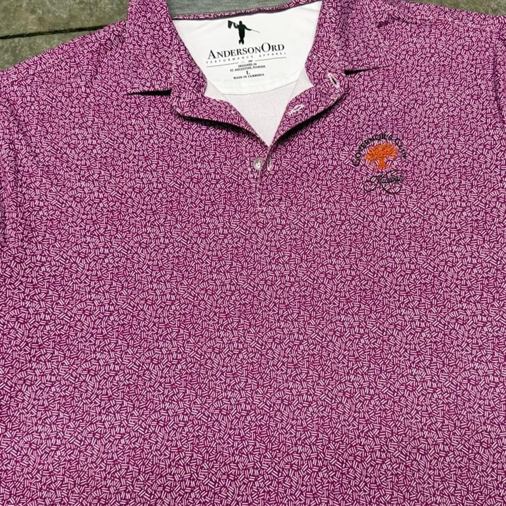Anderson Ord Kiawah Island Performance Golf Polo Abstract Pattern Sz Large